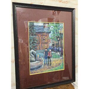 Pastel Art Work by Peggy Brewer On the Town Detroit Artist Framed Matted